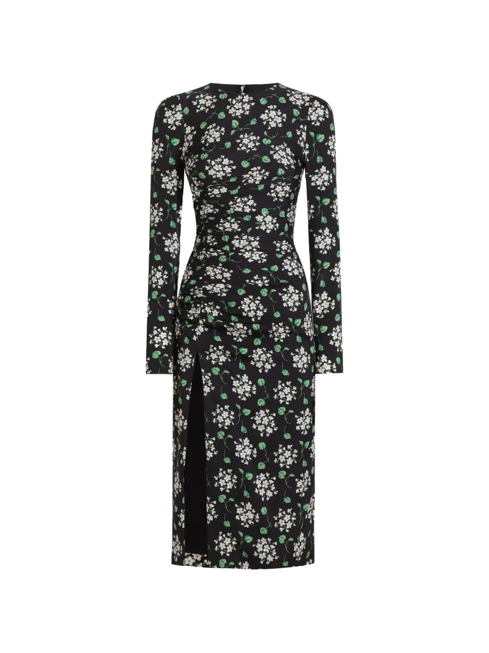 Платье из шармеза с принтом «Букеты герани» Dolce & Gabbana, черный