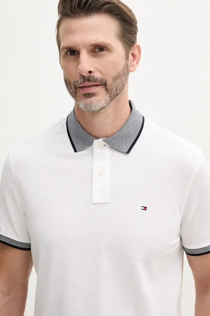 Поло с добавлением льна мужское Tommy Hilfiger, белый — фото 4