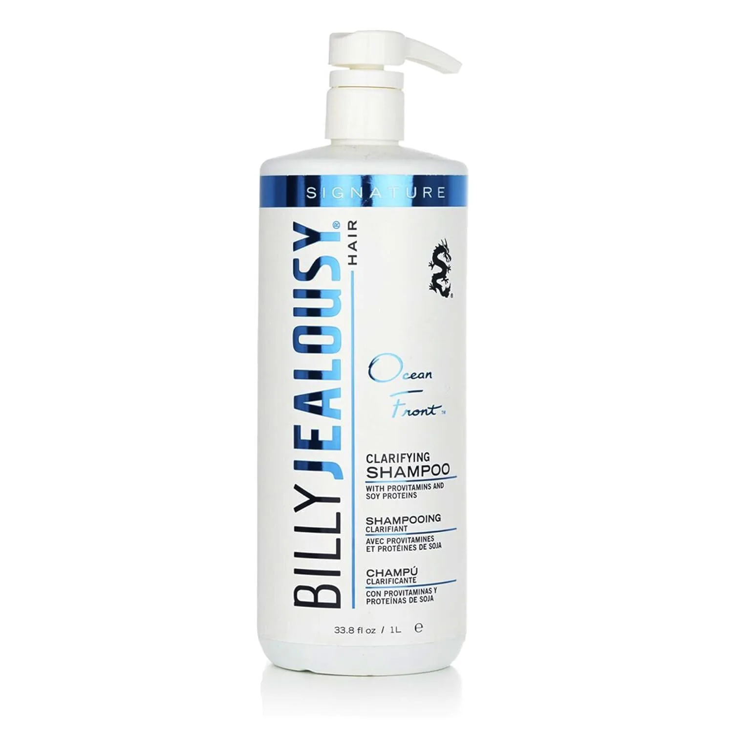 Billy Jealousy Ocean Front Clarifying Shampoo для удаления налета, излишков жира, грязи, средств и жесткой воды, освежающий шампунь для жирных волос у мужчин, детокс для кожи головы, очищает волосяные фолликулы, без парабенов, 1 л 1 литр