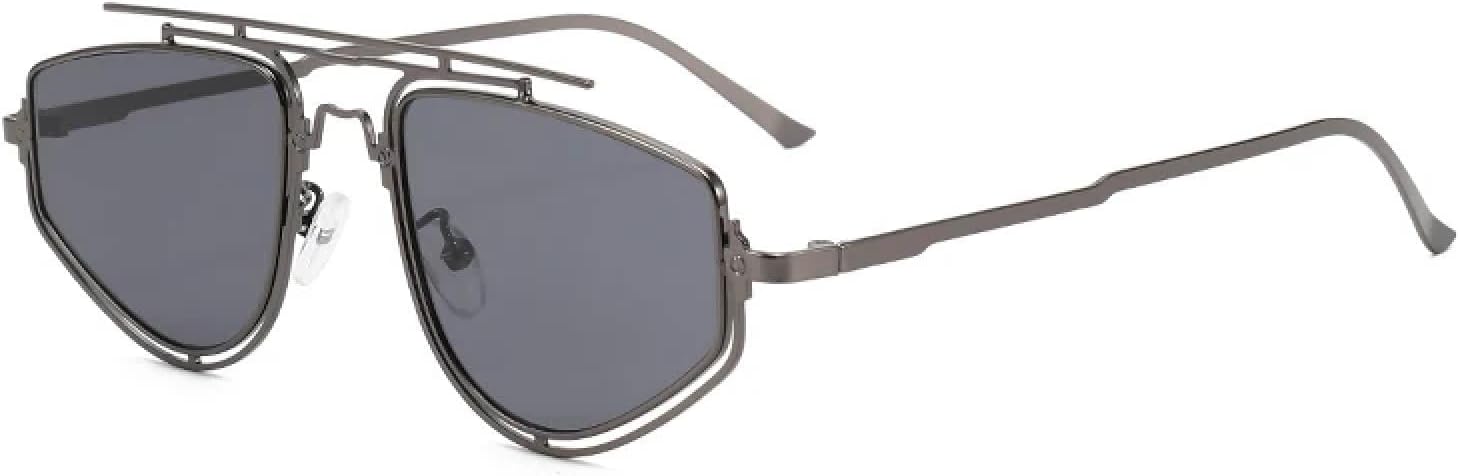 

Стильные солнцезащитные очки в стиле панк с двойным острием, защита от ультрафиолета UV400. Защита от ультрафиолета для вождения на открытом воздухе, стильные и универсальные TKKTLLT, Black