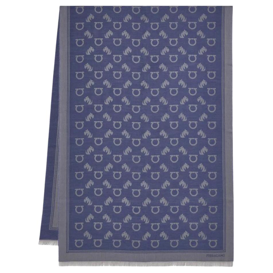 

Шарф с монограммой Ferragamo, синий