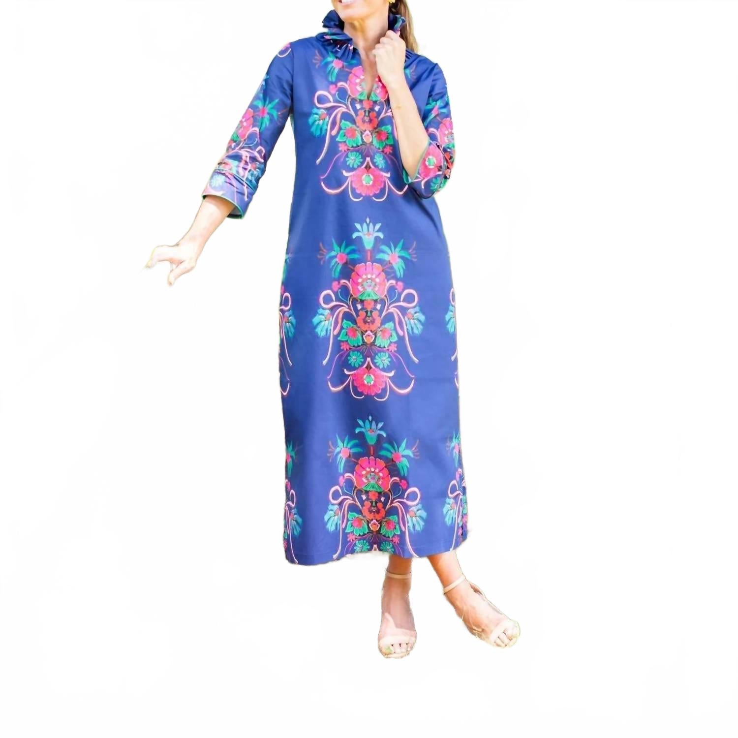 

House of MBR Длинное платье Aramenta Bouvier синего цвета