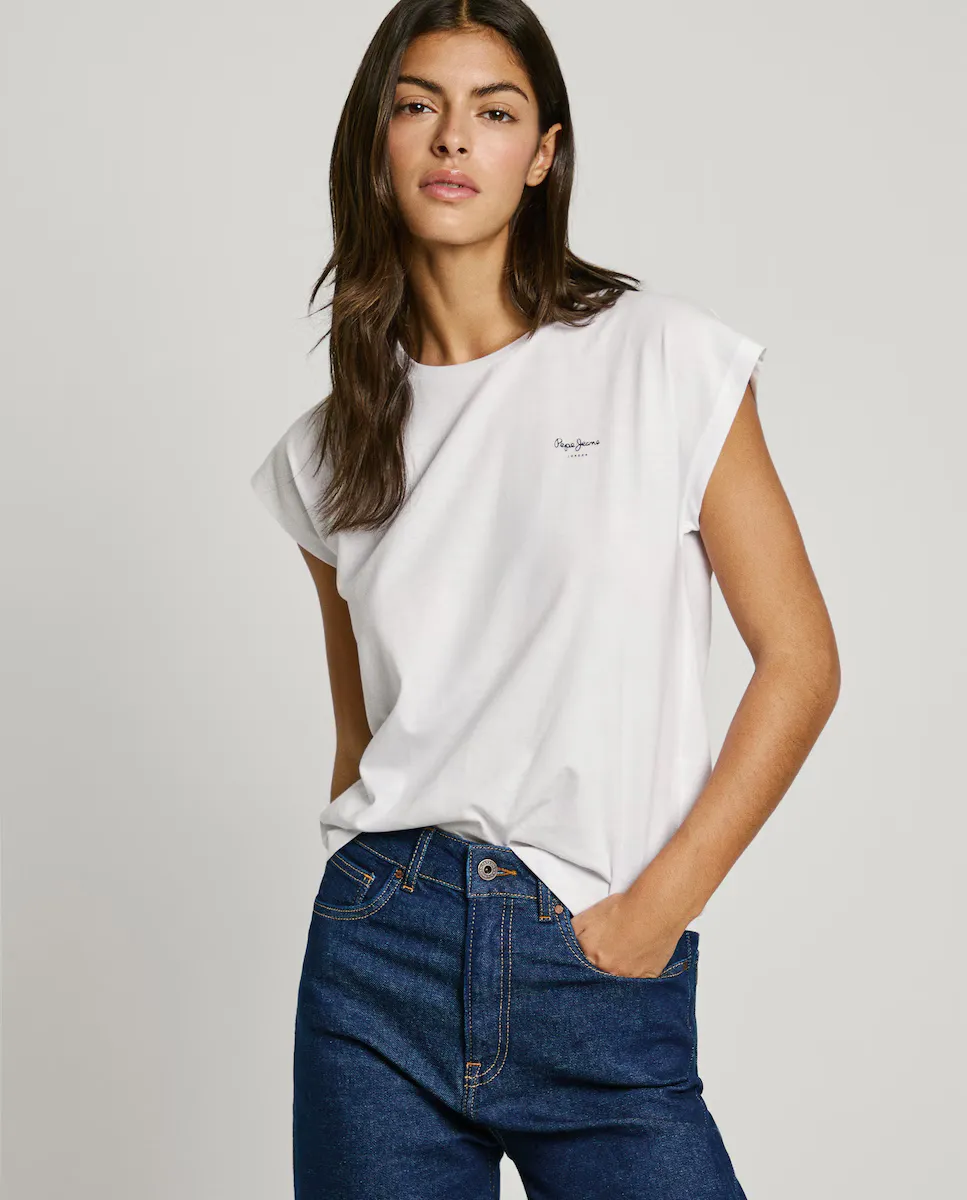 

Женская футболка с коротким рукавом и логотипом на груди Pepe Jeans, белый