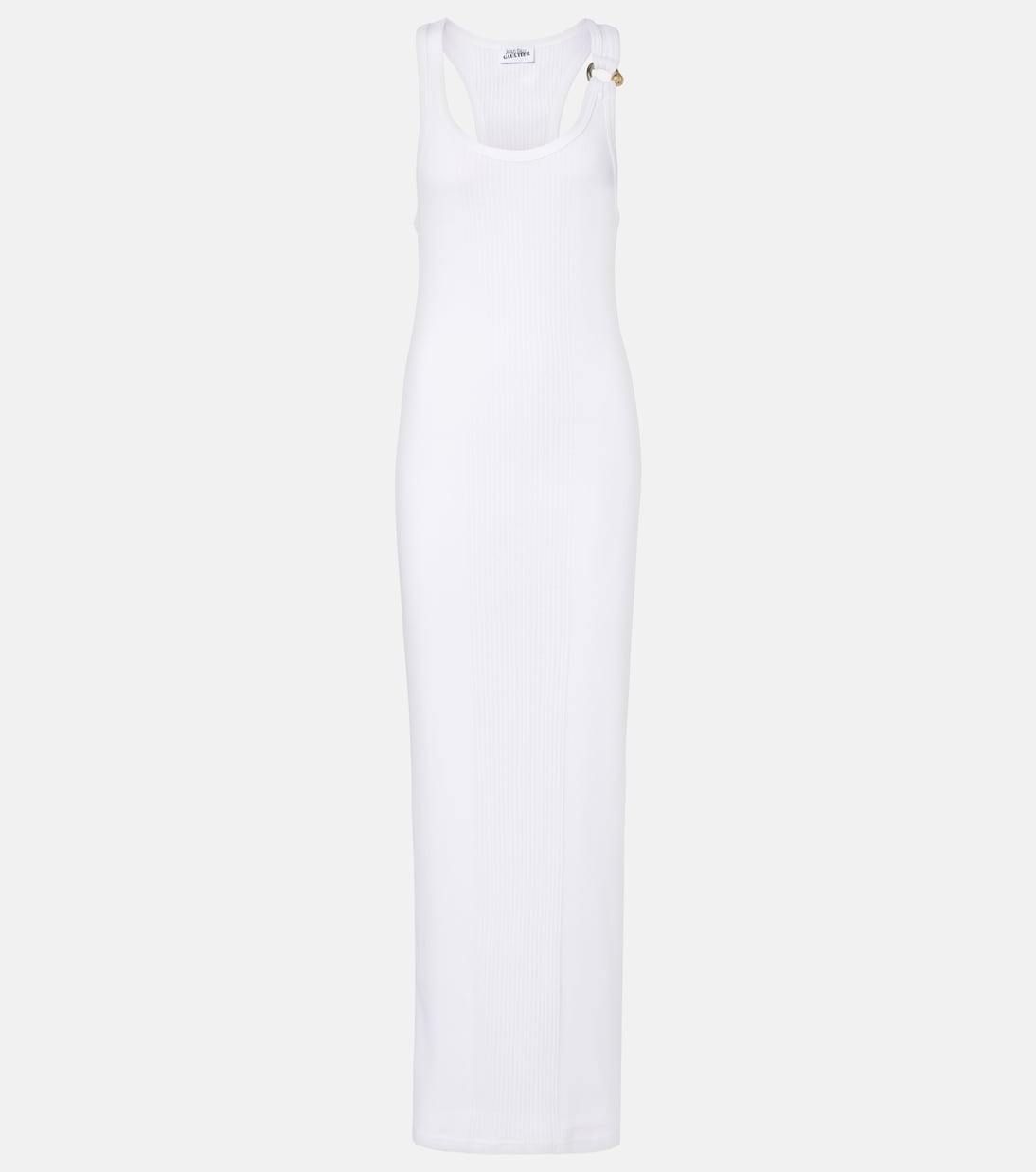 

Платье макси из хлопкового джерси с пронзительным эффектом Jean Paul Gaultier, белый