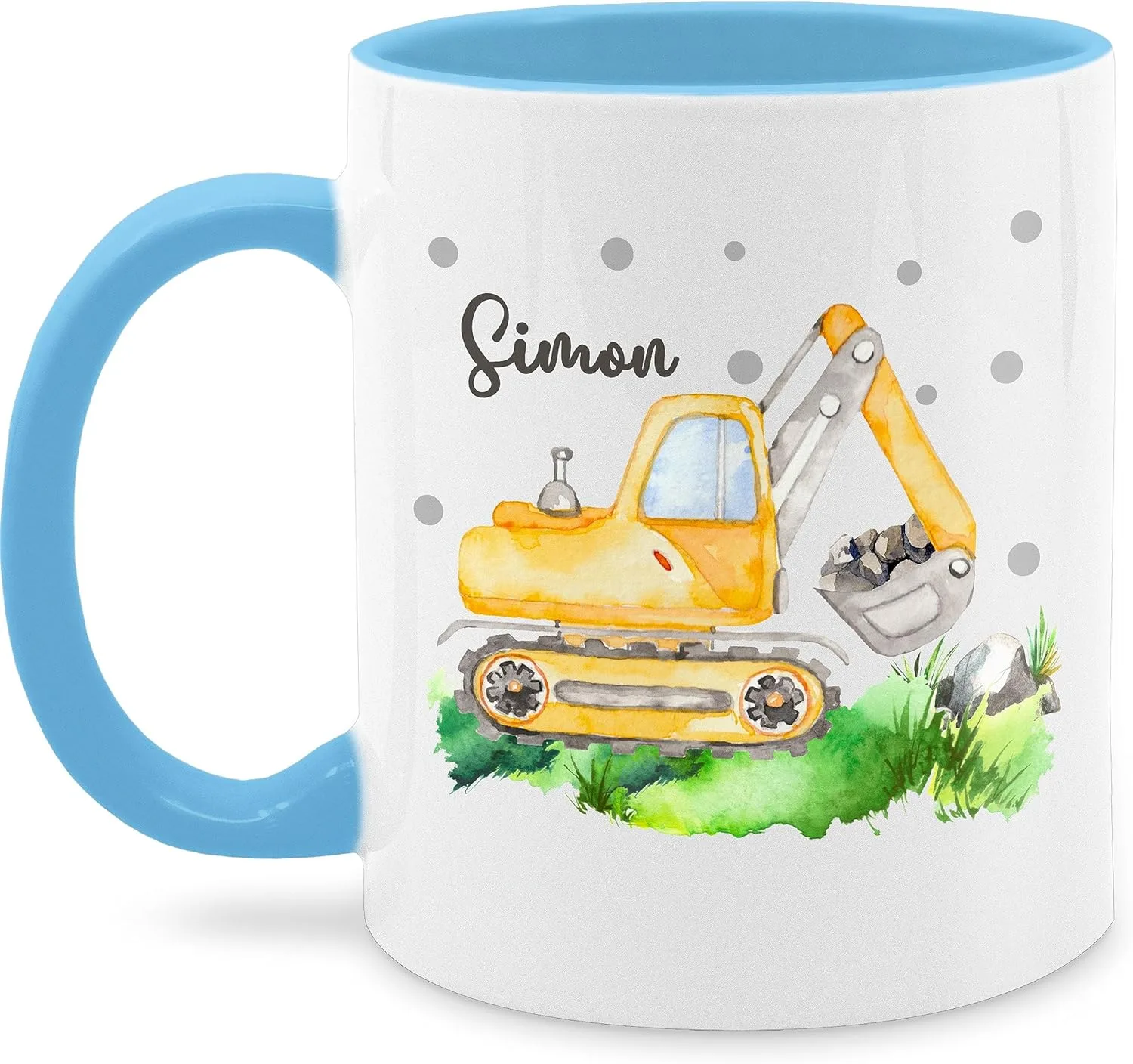 Кружка 325 мл Excavator I Digger Driver Gift, светло-голубая Geschenk mit Namen personalisiert by Shirtracer