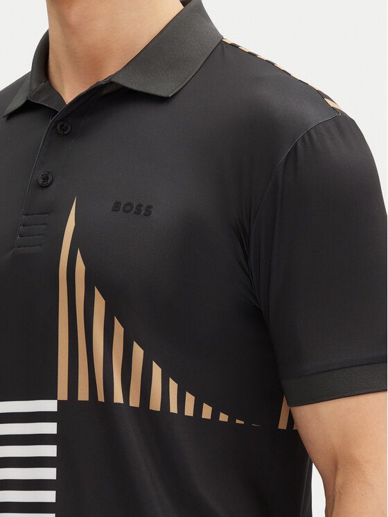 Рубашка поло стандартный крой Paddy Striped C1 50539506 Boss, черный — фото 4
