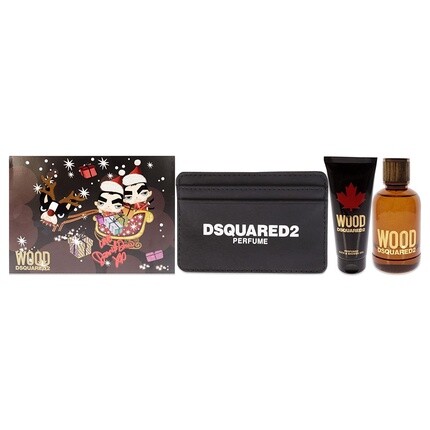 

Туалетная вода Wood 100 мл, гель для душа 100 мл и футляр для карточек, Dsquared2