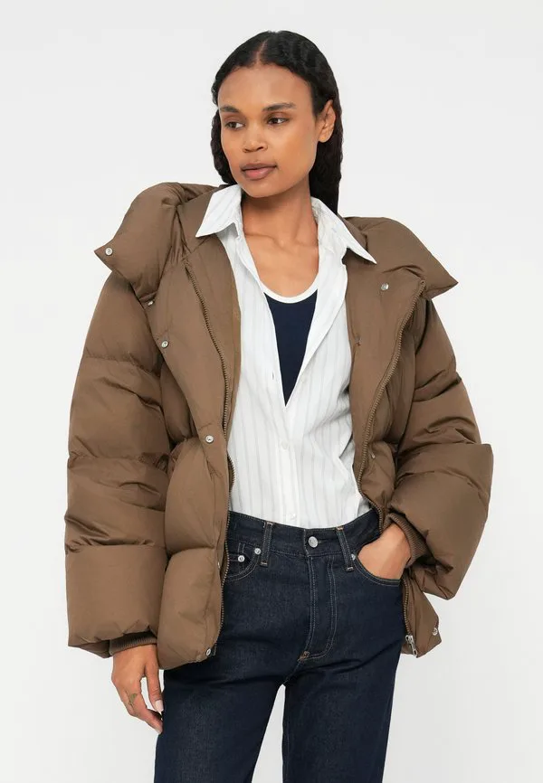 Водоотталкивающая пуховая куртка-накидка, зимняя куртка Tommy Hilfiger, Nordic Taupe — фото 4