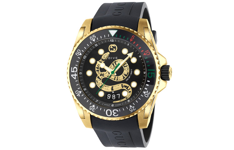 

GUCCI Часы Dive Collection Wrist Watch Quartz Movement Rubber Strap Black Dial Men's Watch