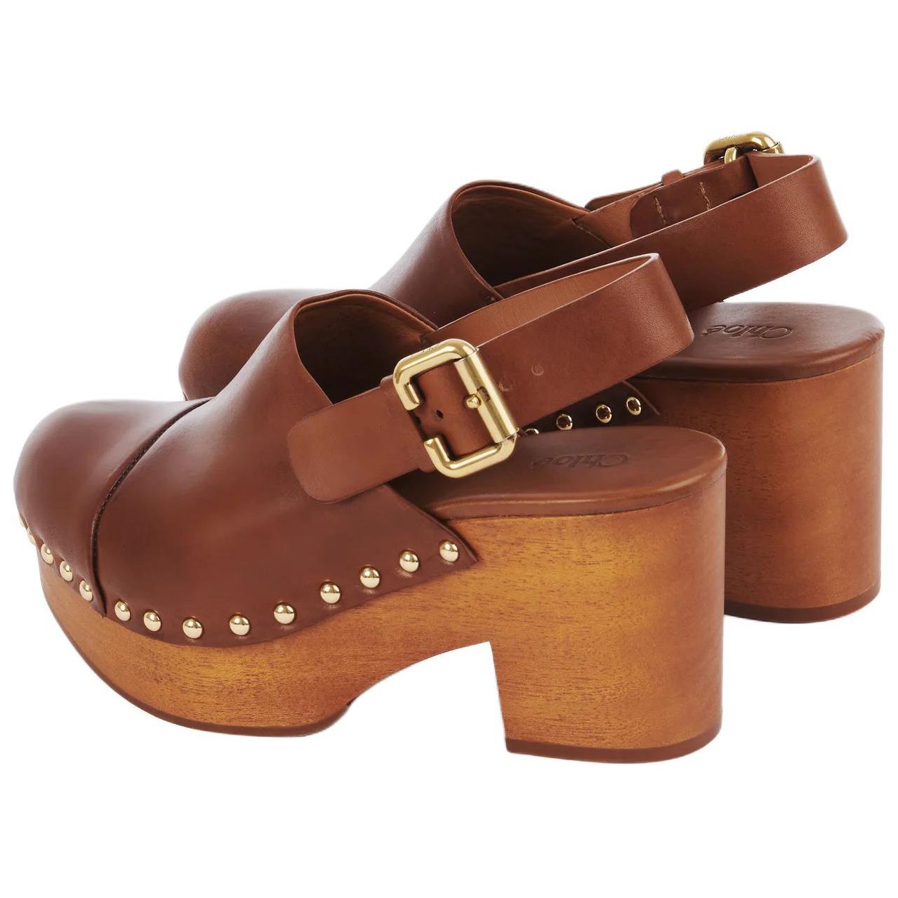 Chloé Туфли-лодочки Chloe Jeannette на массивном каблуке 8 см, женские, коричневые — фото 4
