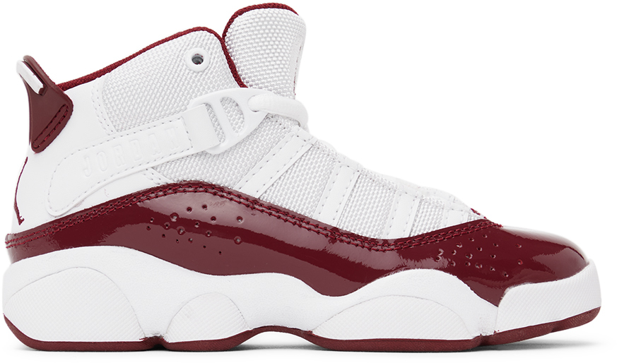 

Детские белые и бордовые 6 колец для маленьких детей кроссовки Nike Jordan