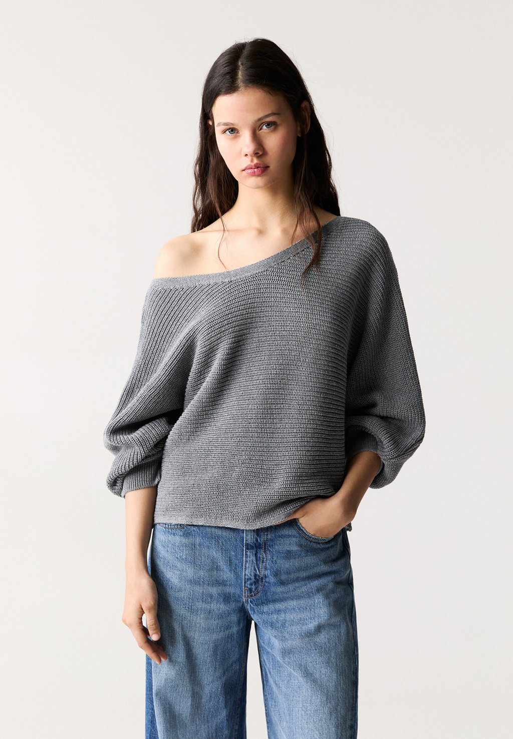 

Джемпер ASYMMETRIC PULL&BEAR, сине-серый