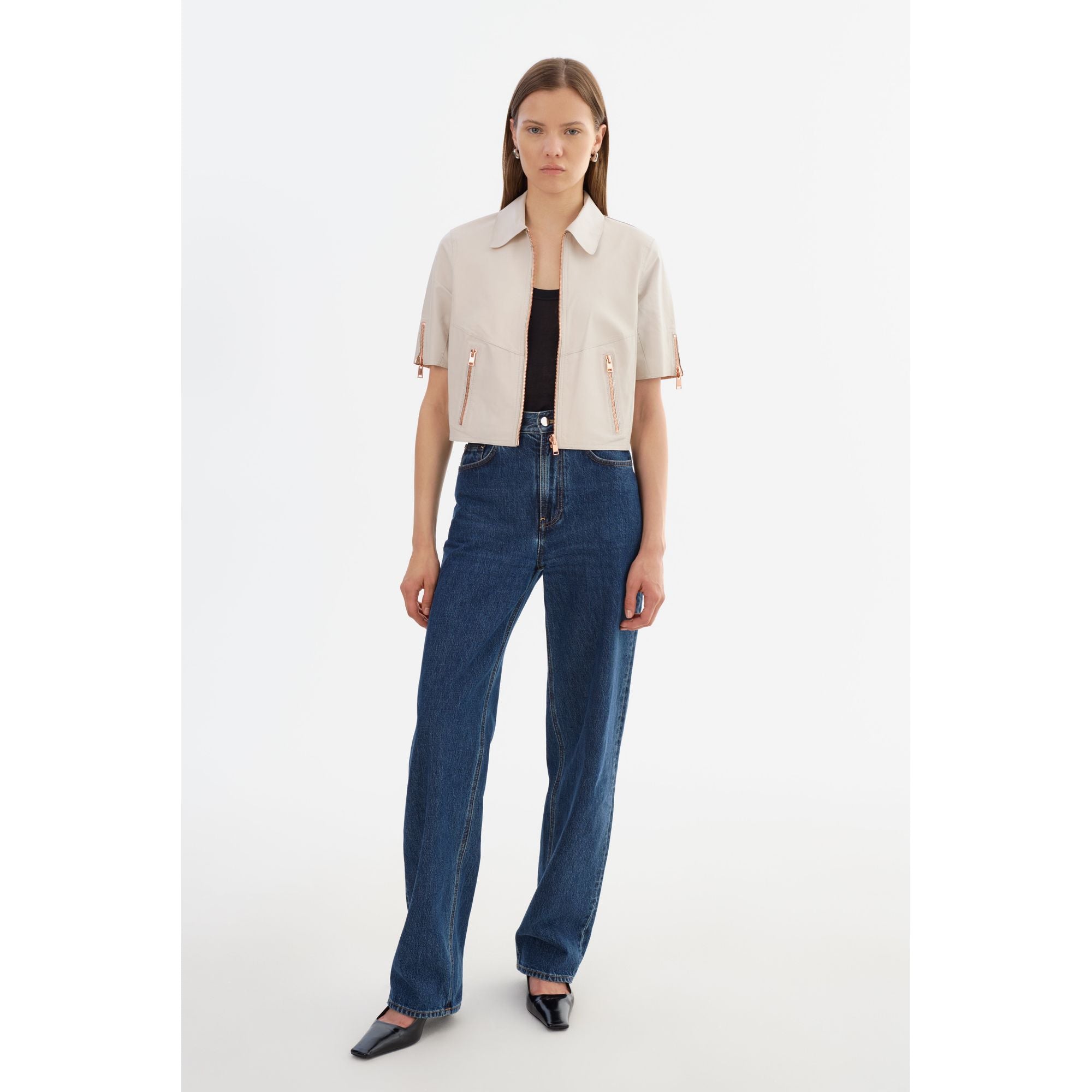 

Севина | Реверсивная кожаная куртка Lamarque, белый/золотой