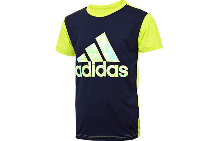 Детская футболка Adidas, Legend Ink/Полуглянцевый желтый флуоресцентный — фото 4