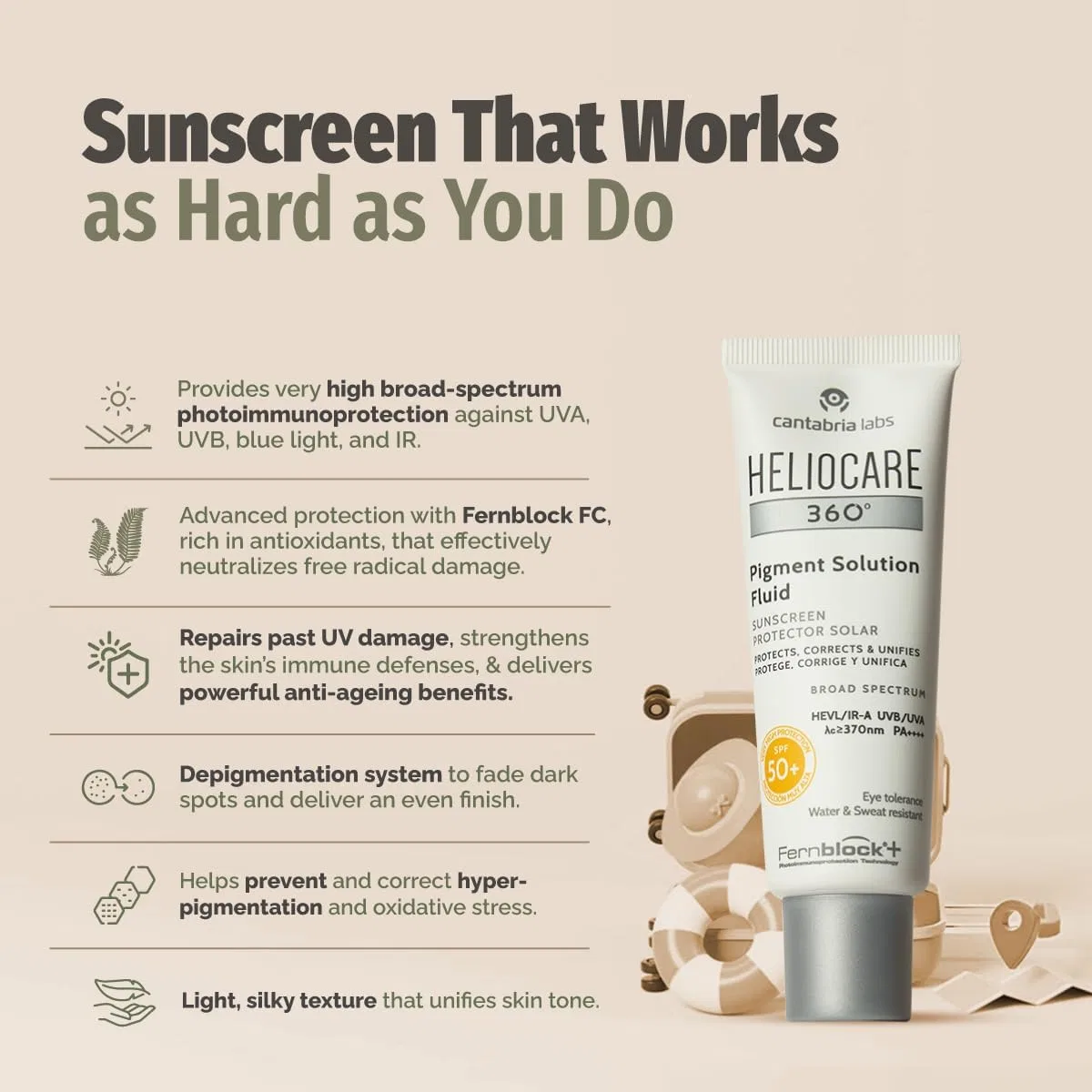 Солнцезащитный флюид Heliocare 360° Pigment Solution SPF50+ бежевый 50 мл — фото 3