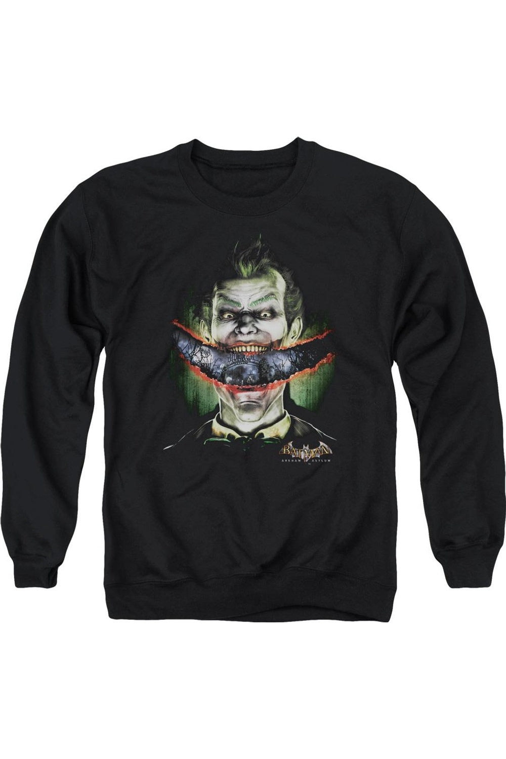 

Толстовка Batman Arkham Asylum Crazy Lips для взрослых с круглым вырезом Gildan, черный