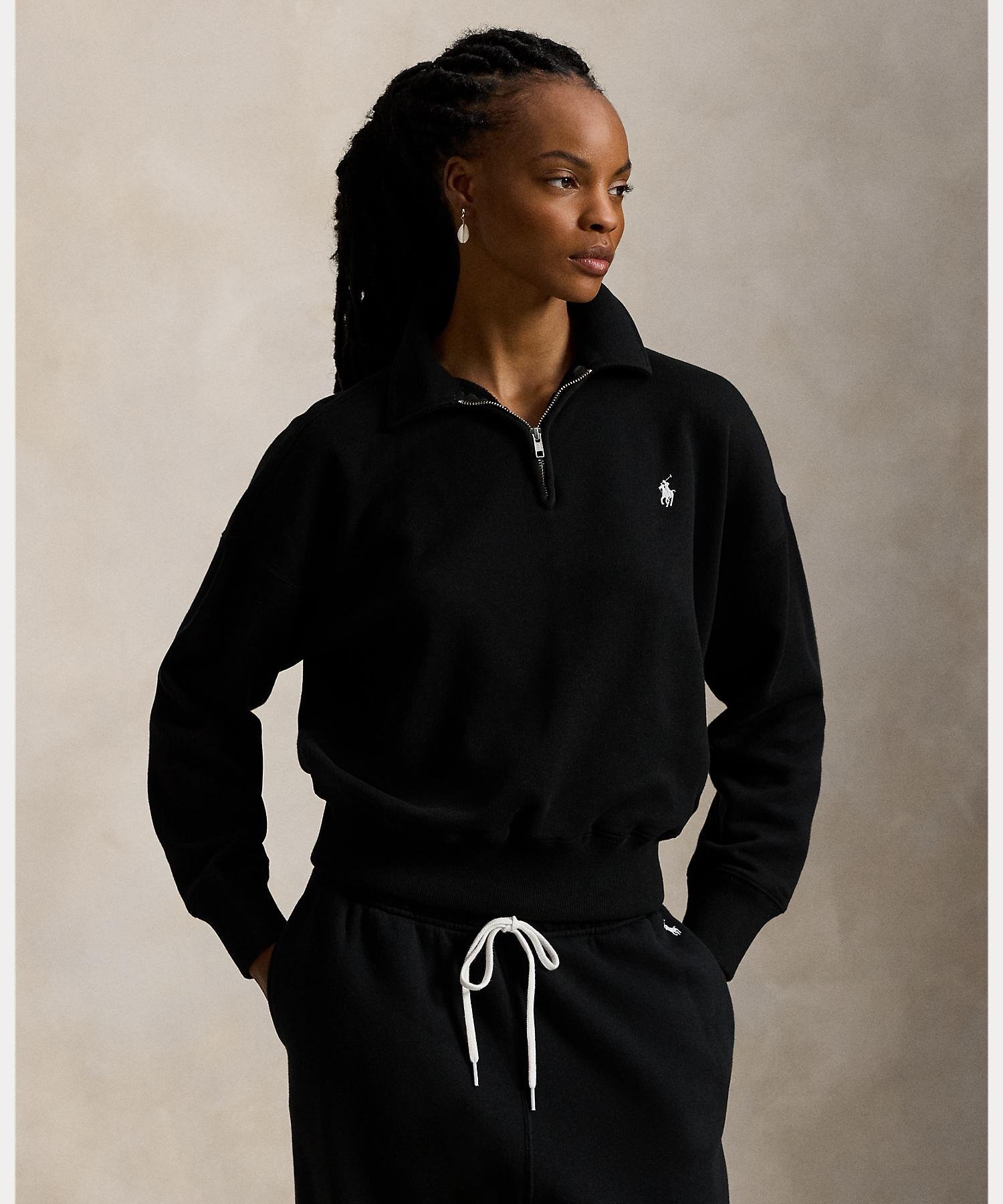 Легкая флисовая кофта с молнией до середины груди Polo Ralph Lauren, 001 Black