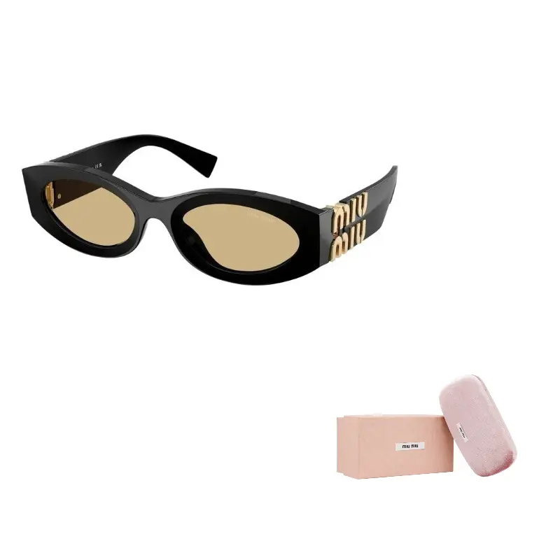 

MIU MIU Ацетатные овальные солнцезащитные очки женские черные, Black