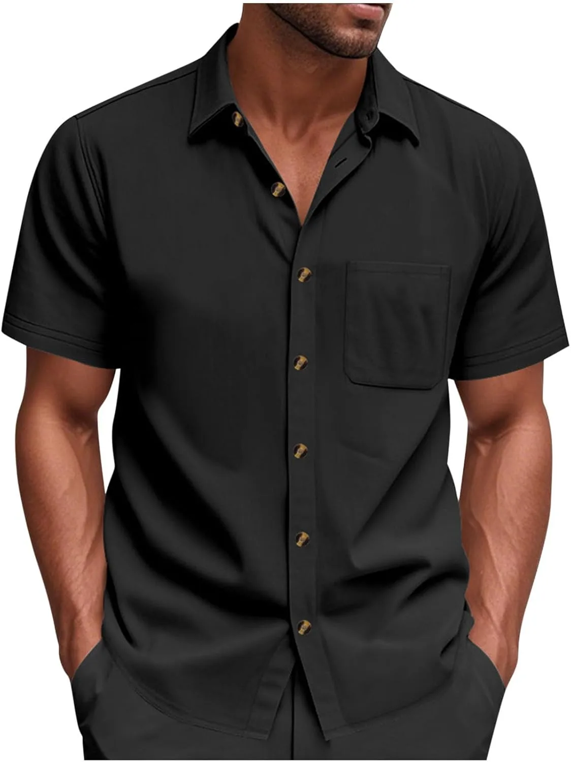 

NATHGAM мужская рубашка с коротким рукавом и карманом, Casual, Wrinkle Resistant