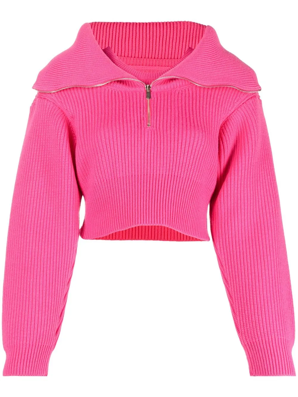 

Укороченный джемпер с воротником на молнии JACQUEMUS, розовый
