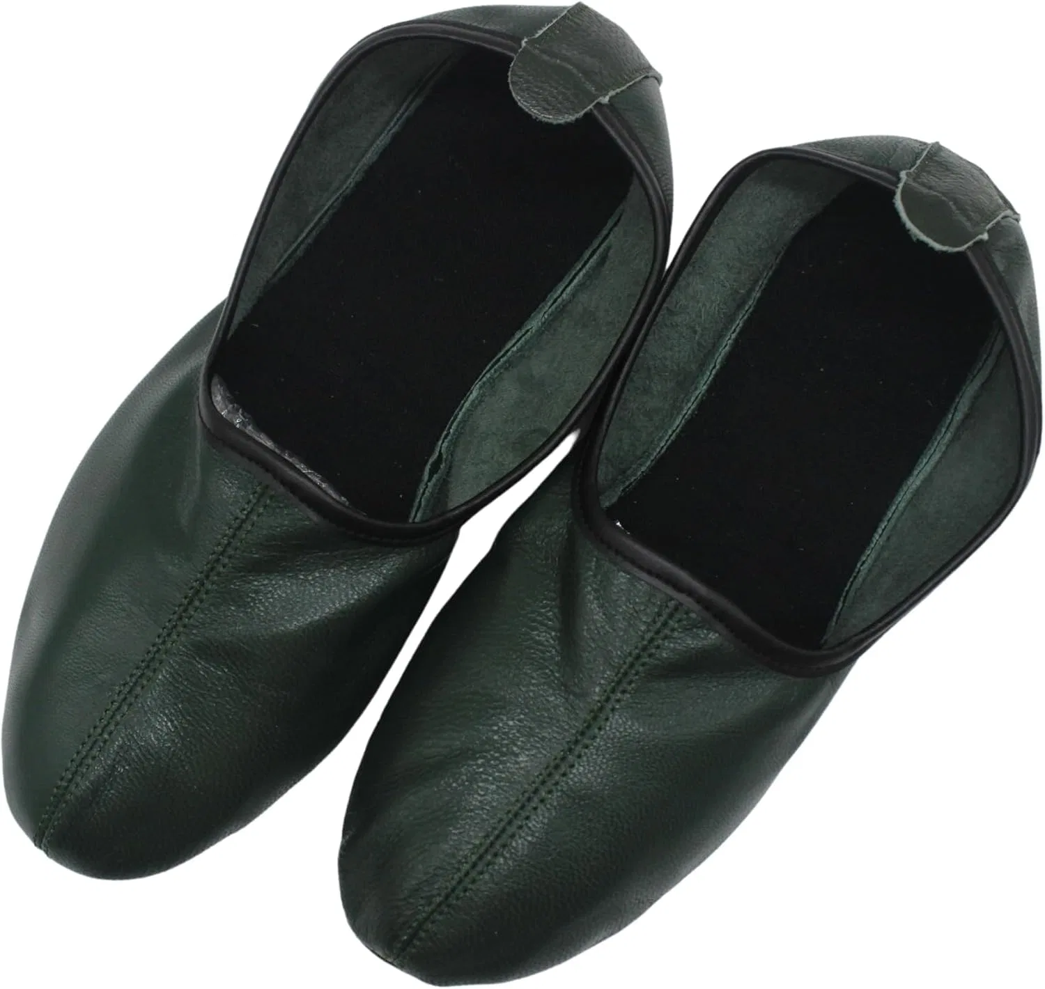 Тапочки из натуральной кожи мужские, темно-зеленые Akdam — фото 3