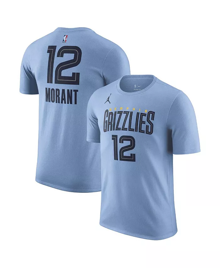 Мужская футболка Ja Morant Memphis Grizzlies светло-голубая Statement Edition с именем и номером 2022/23 Jordan — фото 4