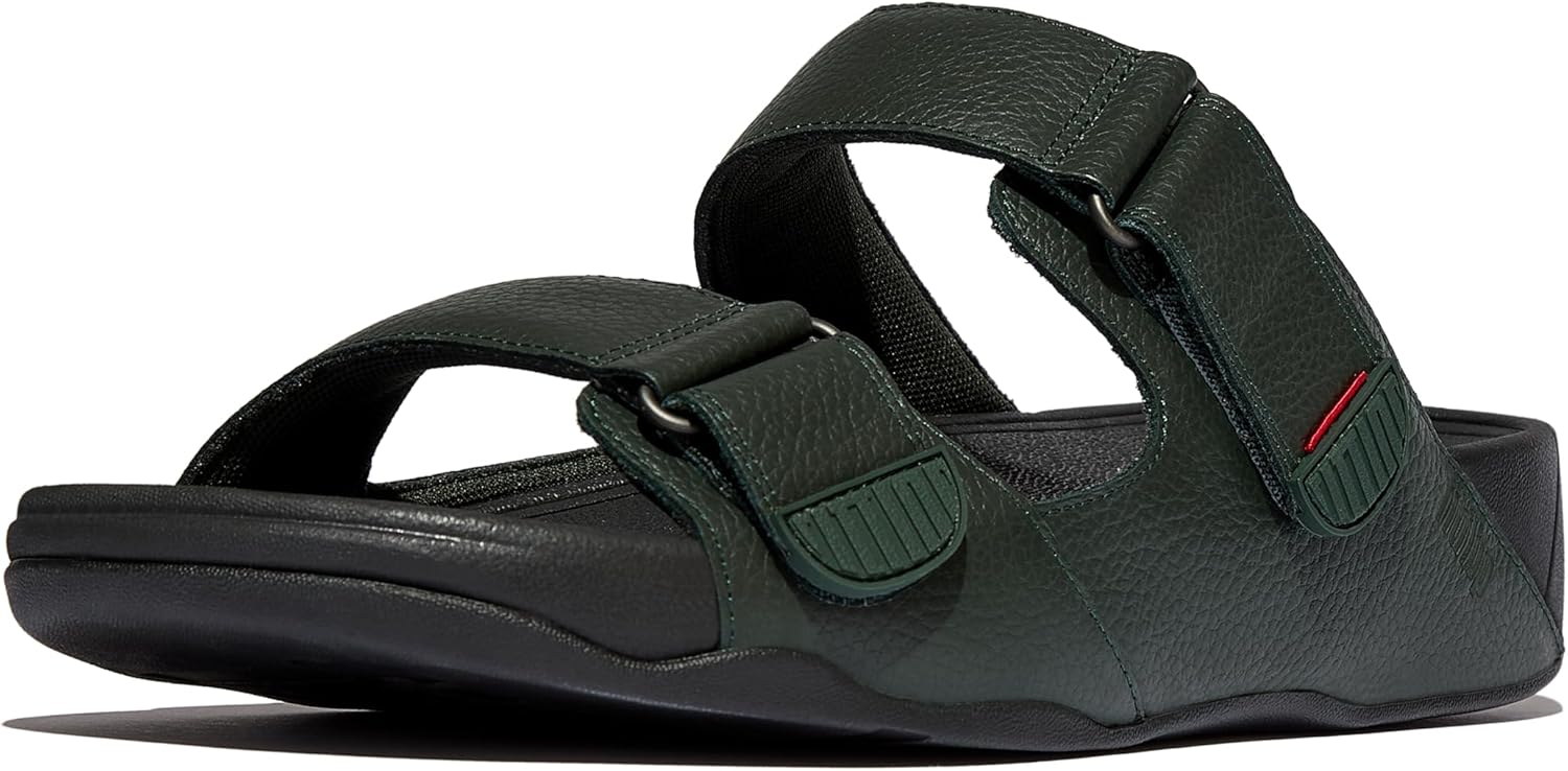 Мужские кожаные сандалии FitFlop Gogh Moc Slide, темно-зеленый