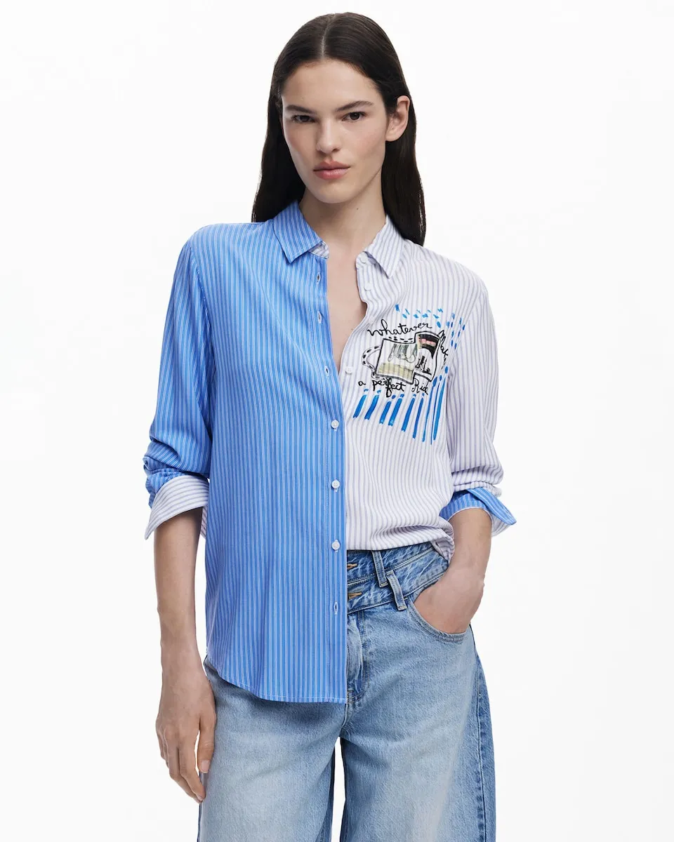 

Двухцветная женская рубашка Perfect Ride Desigual, синий