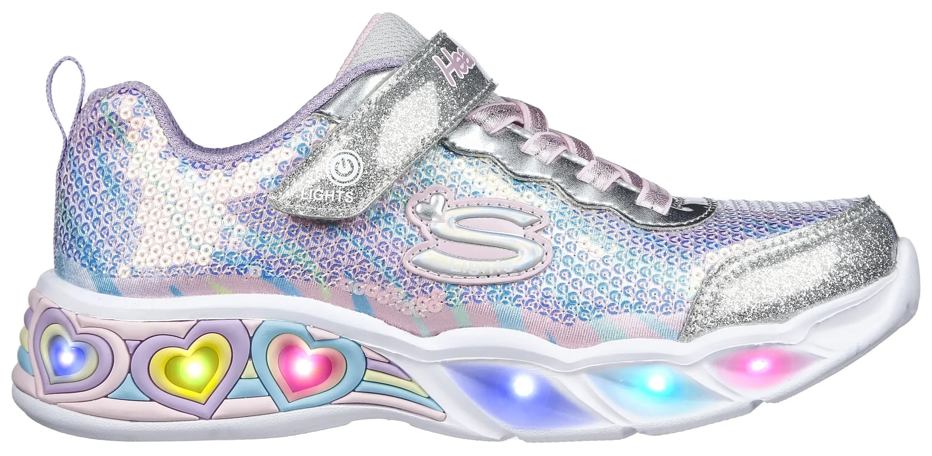 

Детские кроссовки Skechers "SWEETHEART LIGHTS", обувь на липучке, повседневная обувь, блестящая обувь с мерцающим металлическим отливом Skechers Kids, розовый