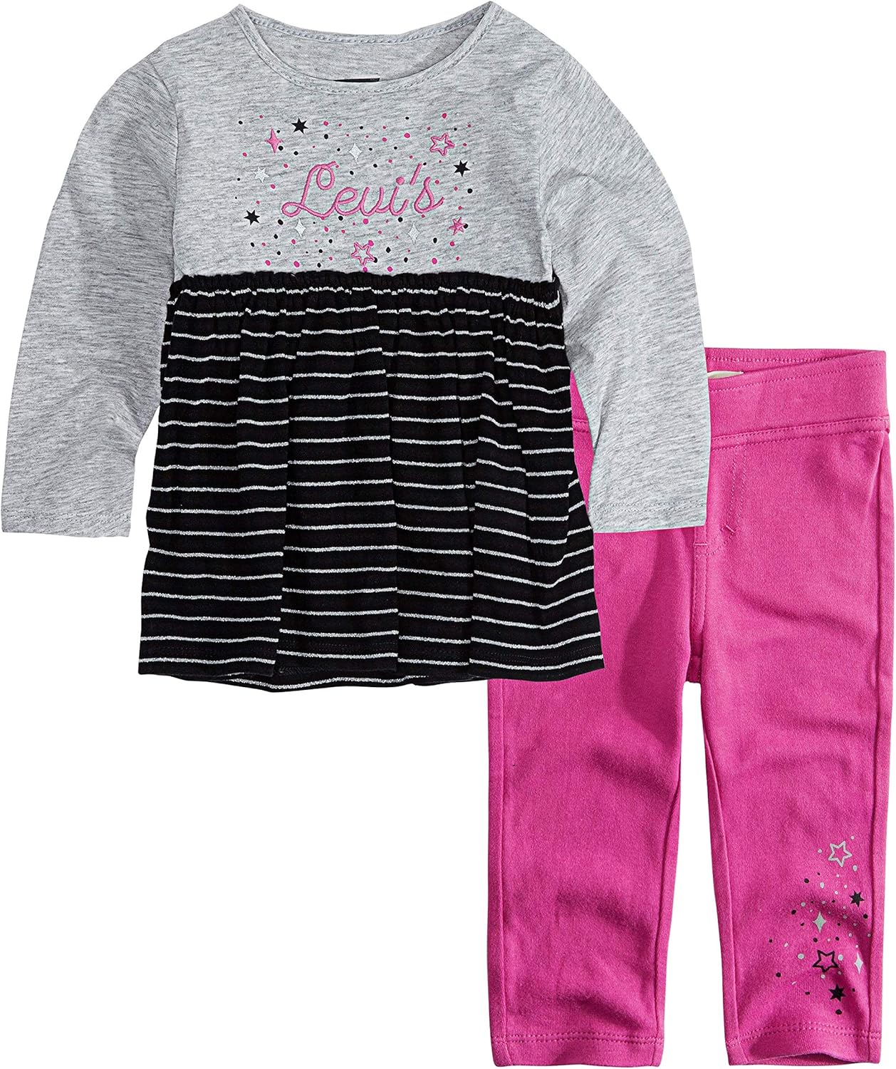 

Комплект из двух предметов: футболка с длинным рукавом и леггинсы Levi's для девочек, Grey/Black/Pink