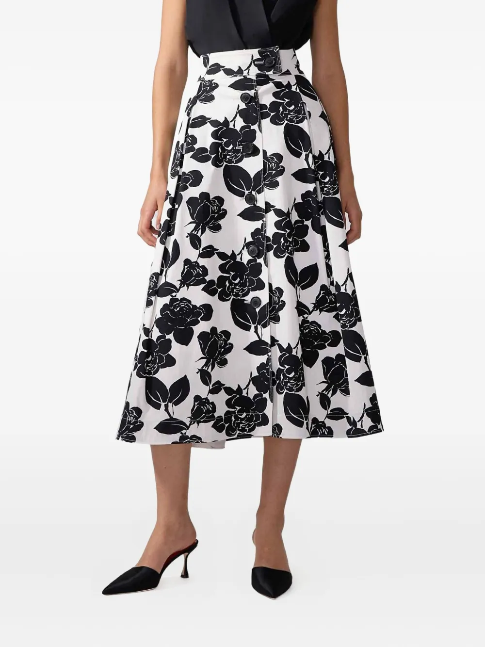 

Юбка миди с цветочным принтом Carolina Herrera, черный