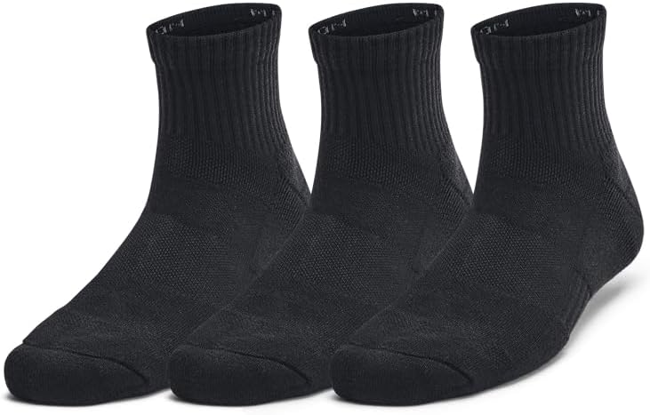 Детские тренировочные хлопковые носки Under Armour Youth Quarter (3 пары), (001) Black/Black/White — фото 3