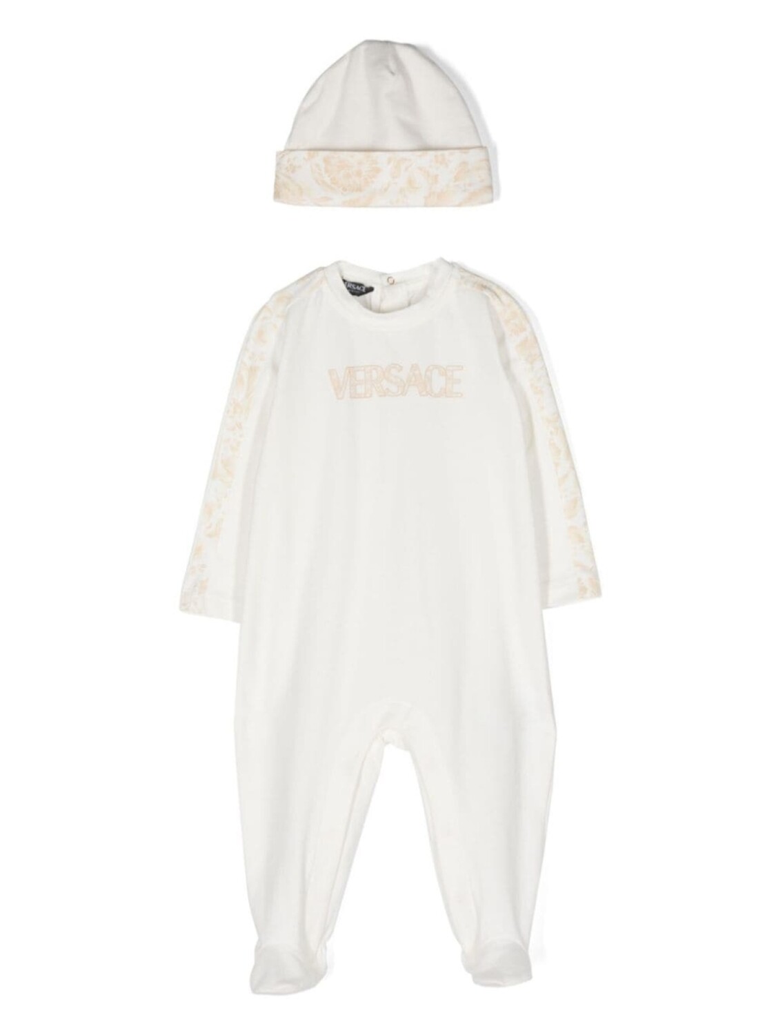 

Versace Kids комплект из комбинезона и шапки с принтом Barocco, белый