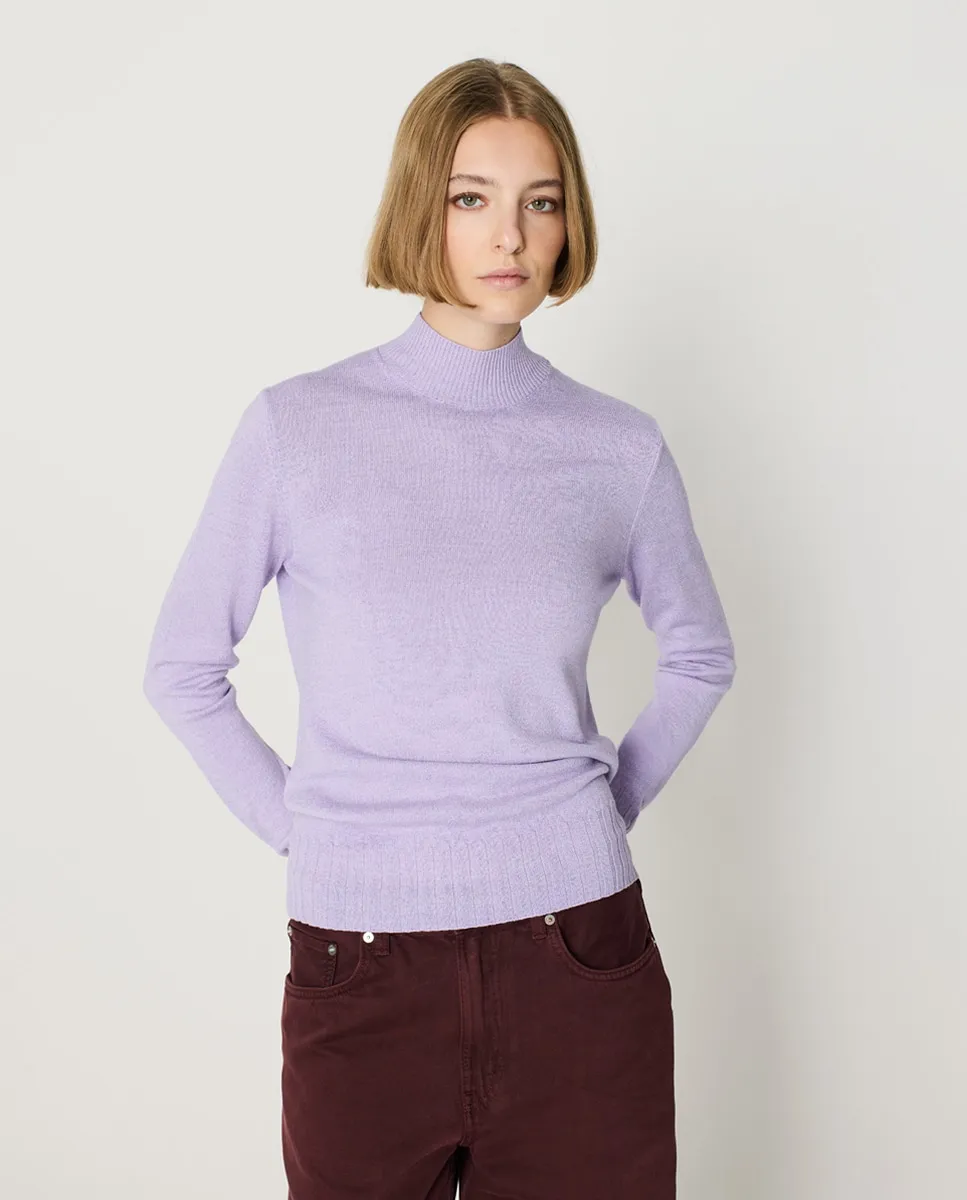 

Базовый женский свитер с крупной резинкой, воротником полуводолазкой и длинными рукавами Escorpion, сиреневый
