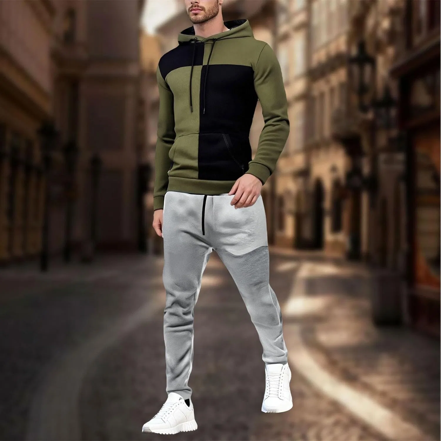 Спортивный костюм из флиса с капюшоном и джоггерами, Mint Green — фото 2
