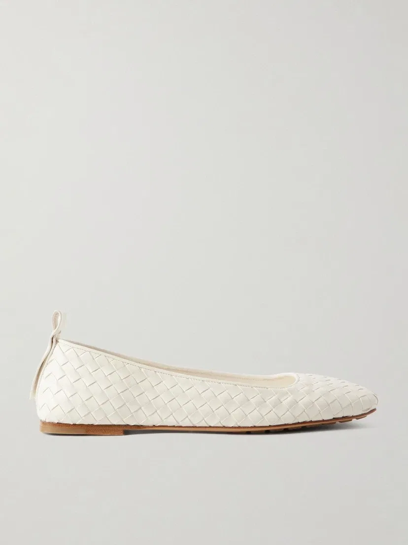 Балетки Charlotte из плетеной кожи BOTTEGA VENETA, белый