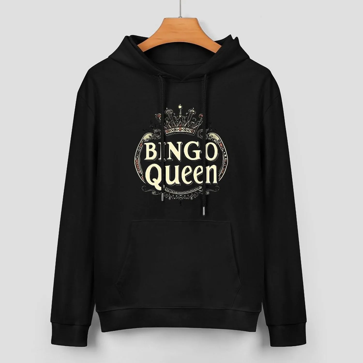 Толстовка Bingo Queen с капюшоном и карманом Generic, черный — фото 3