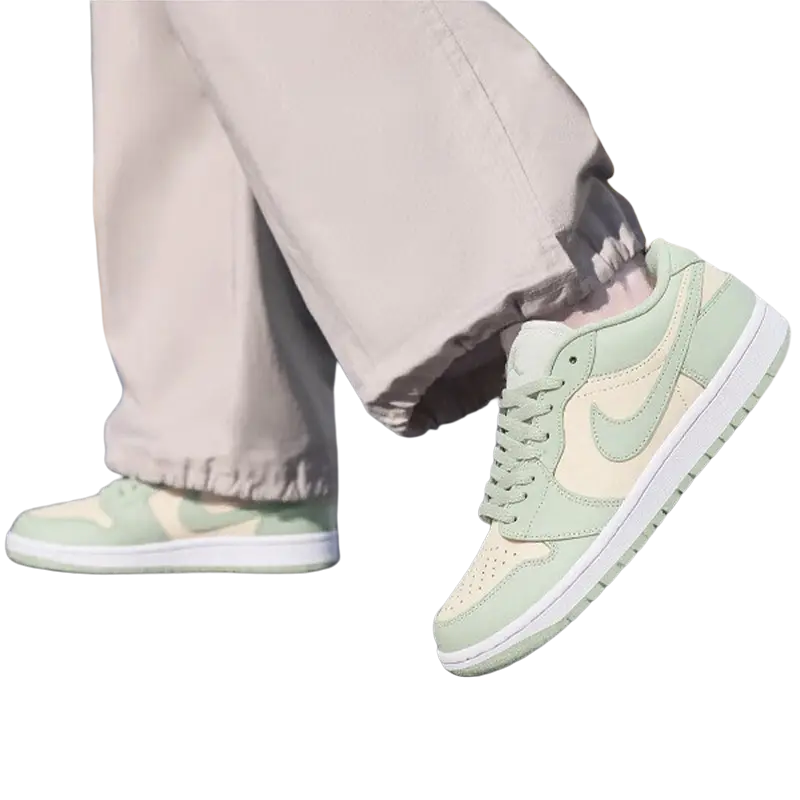 Jordan Air 1 нескользящие износостойкие низкие детские повседневные кроссовки white green — фото 3