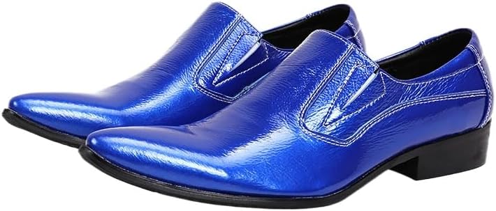 

Мужские свадебные и вечерние туфли-оксфорды с острым носком из лакированной кожи на шнуровке Waolsu, синий