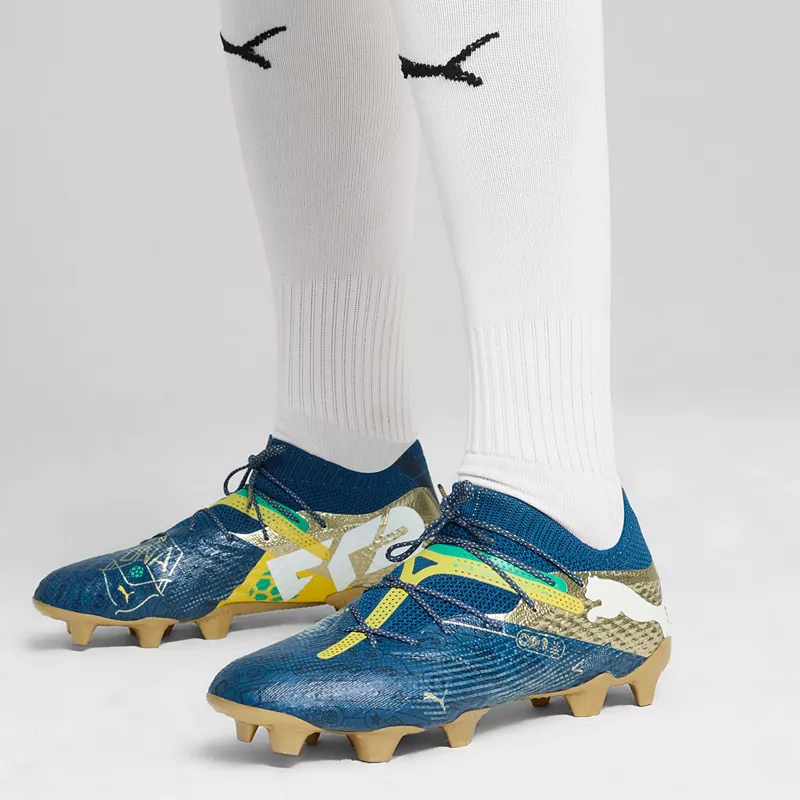 Футбольные бутсы PUMA Future 7 Ultimate Neymar FG/AG, синий/золотой — фото 4