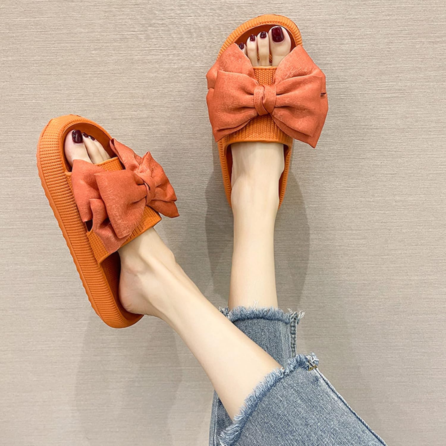 

Сандалии-рефлексология WALDOR для мужчин и женщин, массажные тапочки для ног для мужчин и женщин, женские сандалии и тапочки с толстой подошвой и противоскользящей поверхностью, пляжные туфли с бантом, красные, 38/39 Walldor