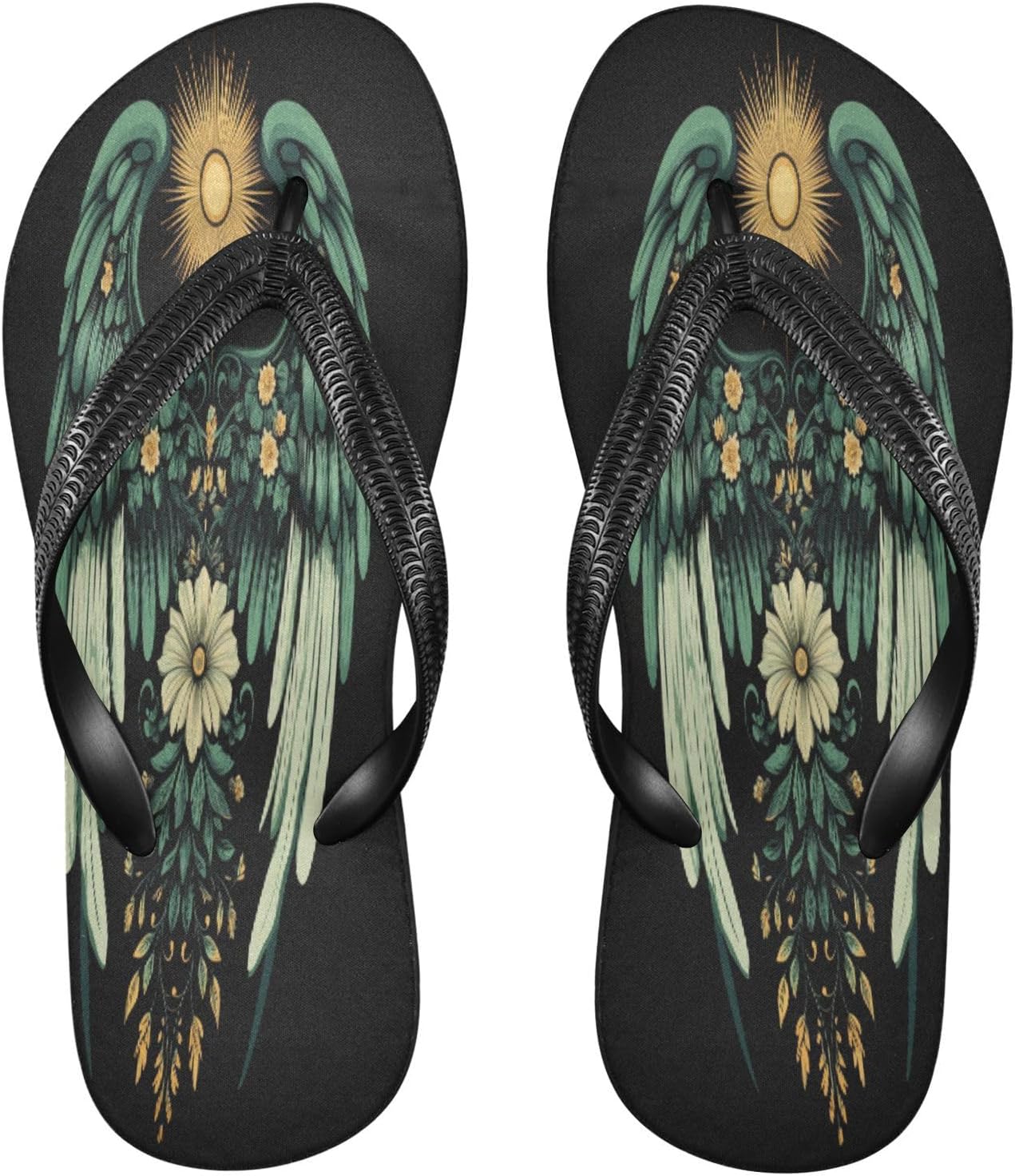 

Вьетнамки с крыльями и цветами с солнцем, пляжный душ, резиновые нескользящие летние тапочки, обувь для мужчин и женщин для ходьбы Sinestour, Wings Flower Sun