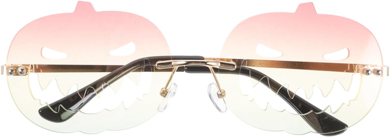 

1 пара солнцезащитных очков без оправы в форме тыквы для вечеринок на Хэллоуин. Забавные и необычные очки в крупной оправе. Стильный аксессуар для фестивалей для взрослых JEWEDECO, Multi