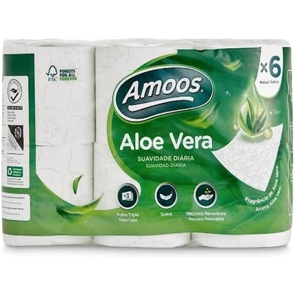 

Туалетная бумага AMOOS Aloe Vera, набор из 6 штук