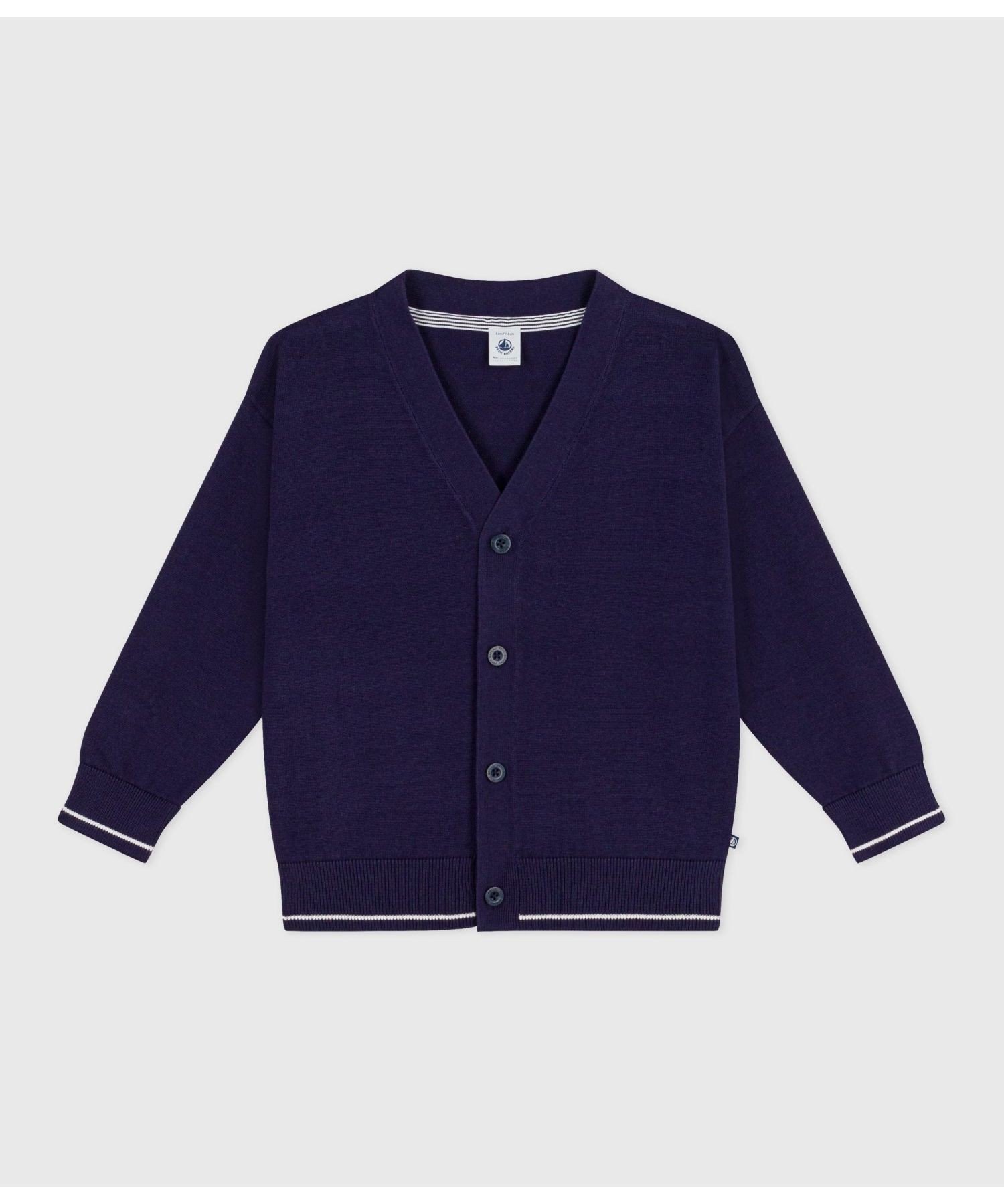 Хлопковый вязаный кардиган с V-образным вырезом PETIT BATEAU, Blue