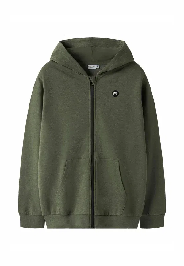 Толстовка на молнии Name It Nkmvimo card bru zip up sweatshirt, оливково-зеленый