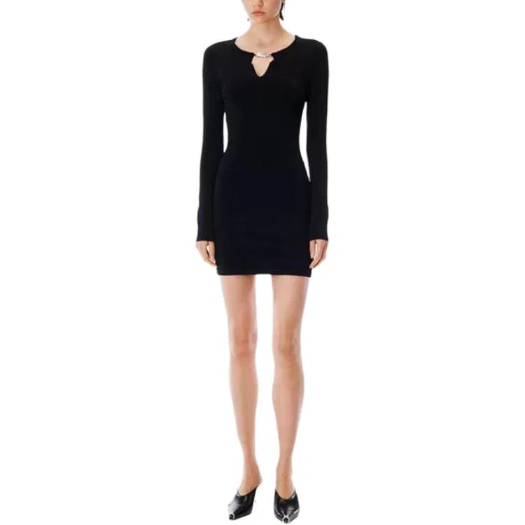 Платье женское с длинным рукавом SS26 Alexander Wang, Black — фото 3