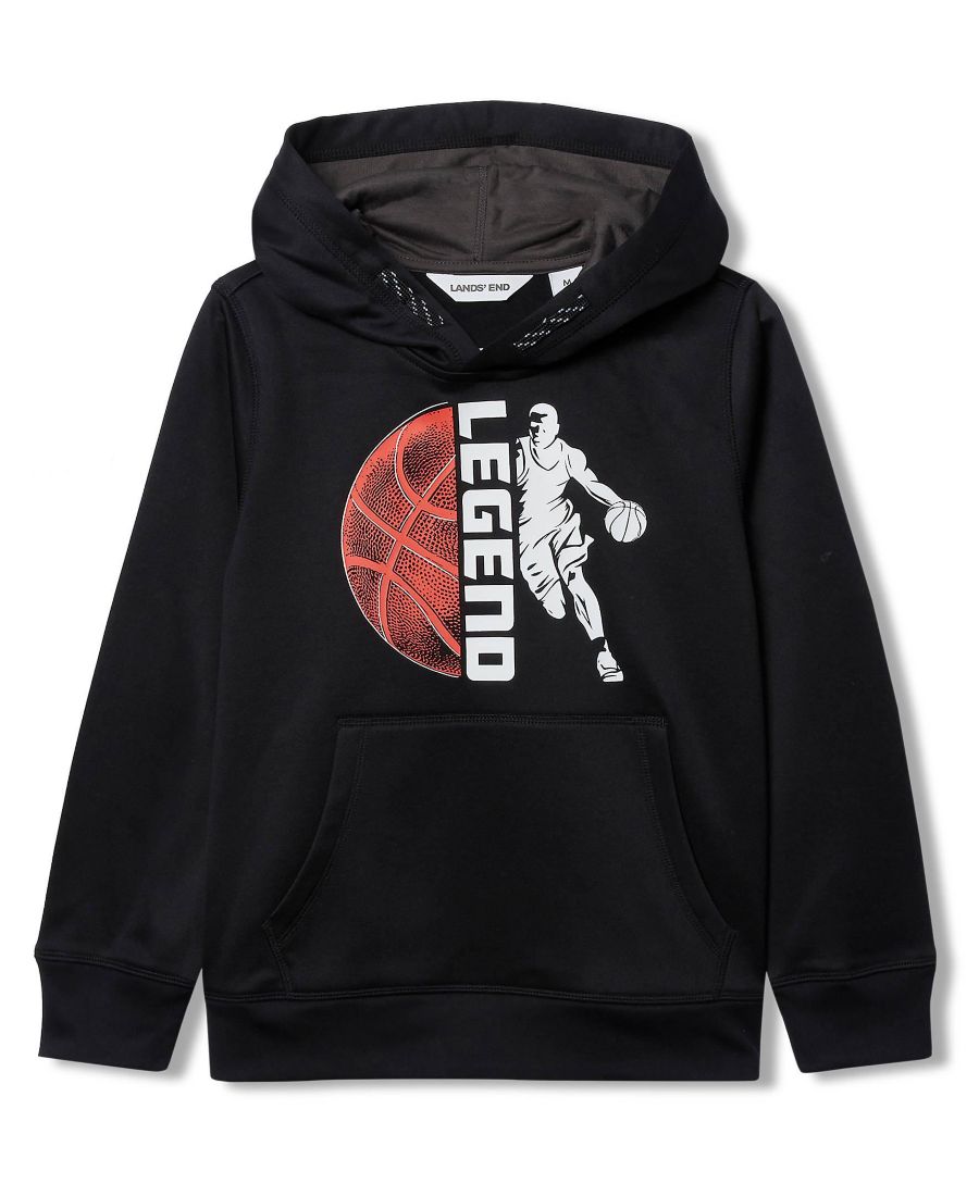 

Легкая спортивная толстовка с капюшоном для девочек Lands' End, Basketball/black