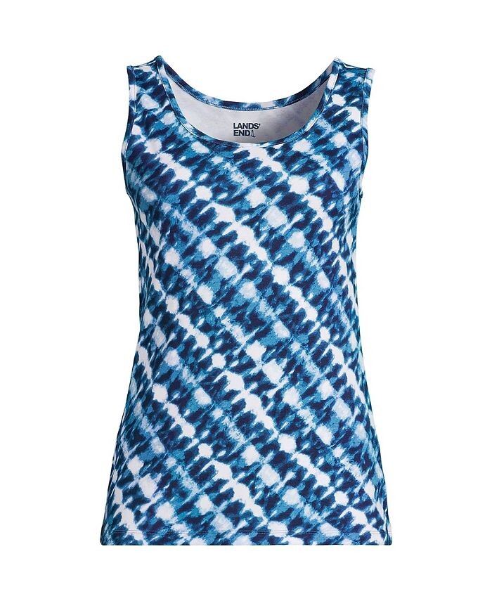

Женская хлопковая майка для миниатюрных размеров Lands' End, цвет Navy bias tie dye print
