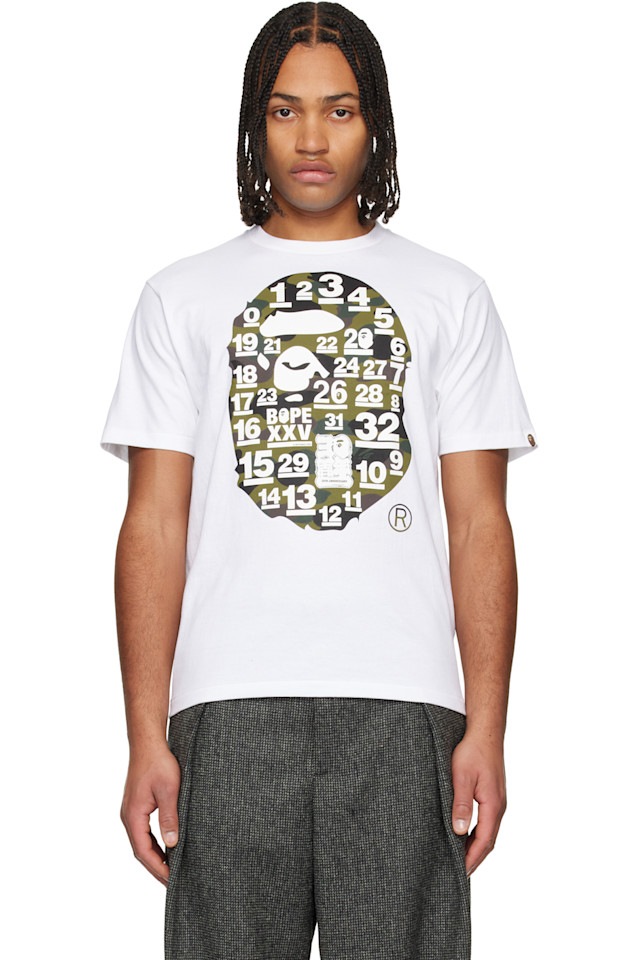 

Bape Белая футболка с изображением головы большой обезьяны, посвященная 32-й годовщине (первый камуфляж)
